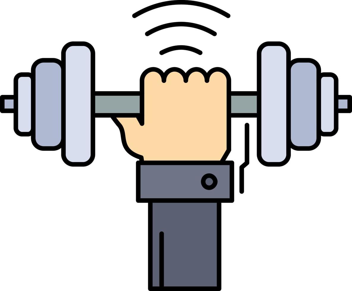 Dumbbell gain lifting power sport Flat Color Icon Vector