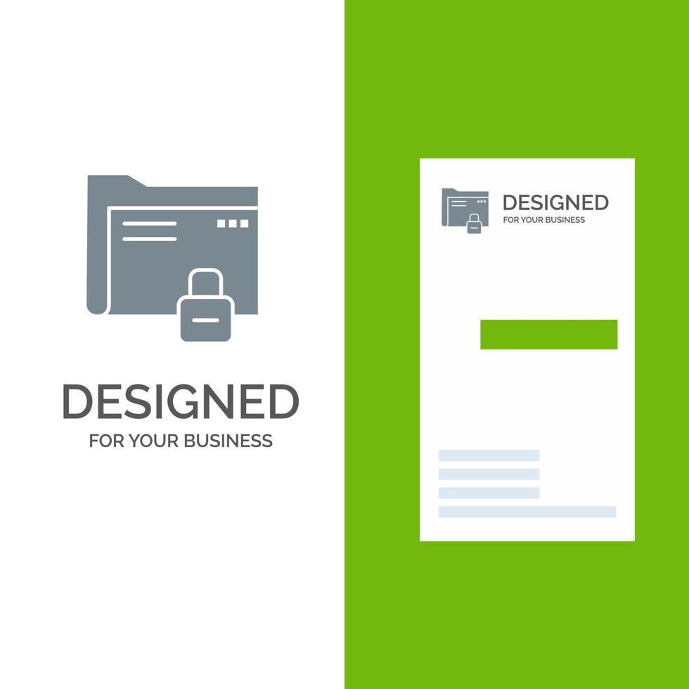 Data Folder Password Protection Secure Grey Logo Design and Business Card Template vector