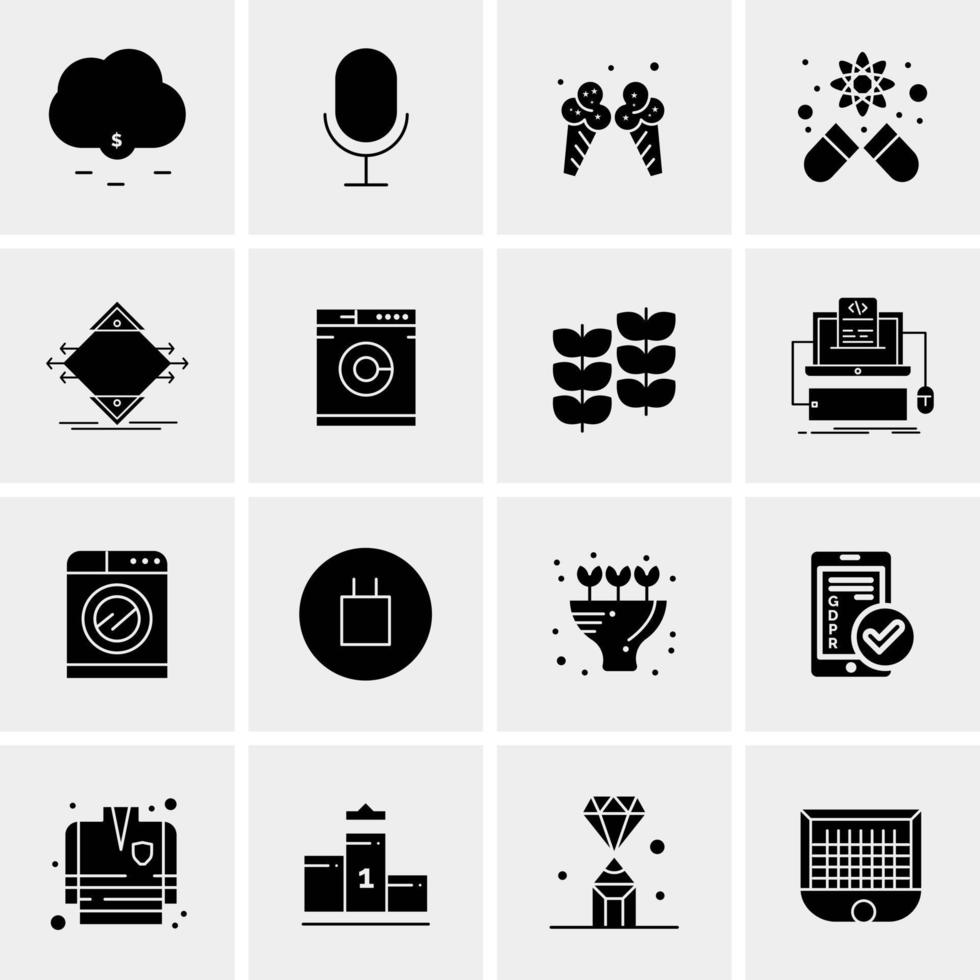 16 iconos de negocios universales vector ilustración de icono creativo para usar en proyectos relacionados con la web y dispositivos móviles