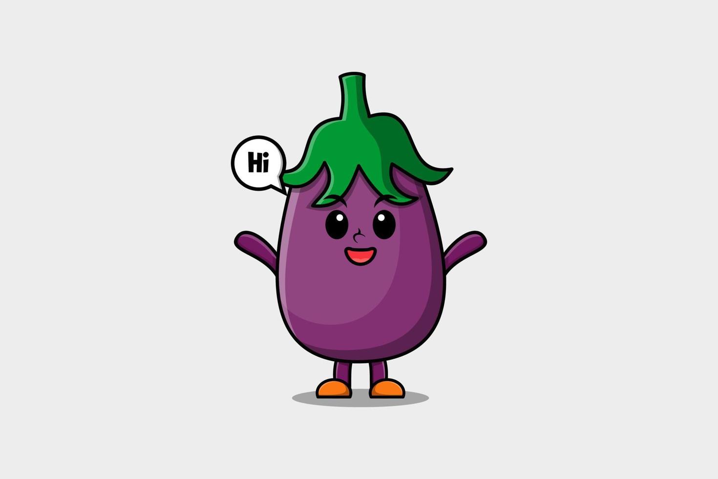 Cute cartoon Eggplant with happy expression vector