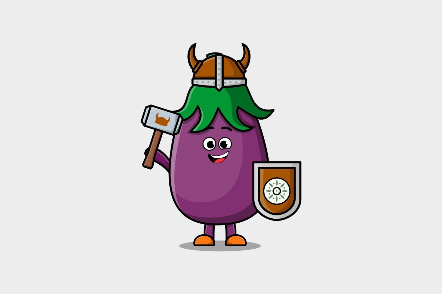 Cute cartoon character Eggplant viking pirate vector