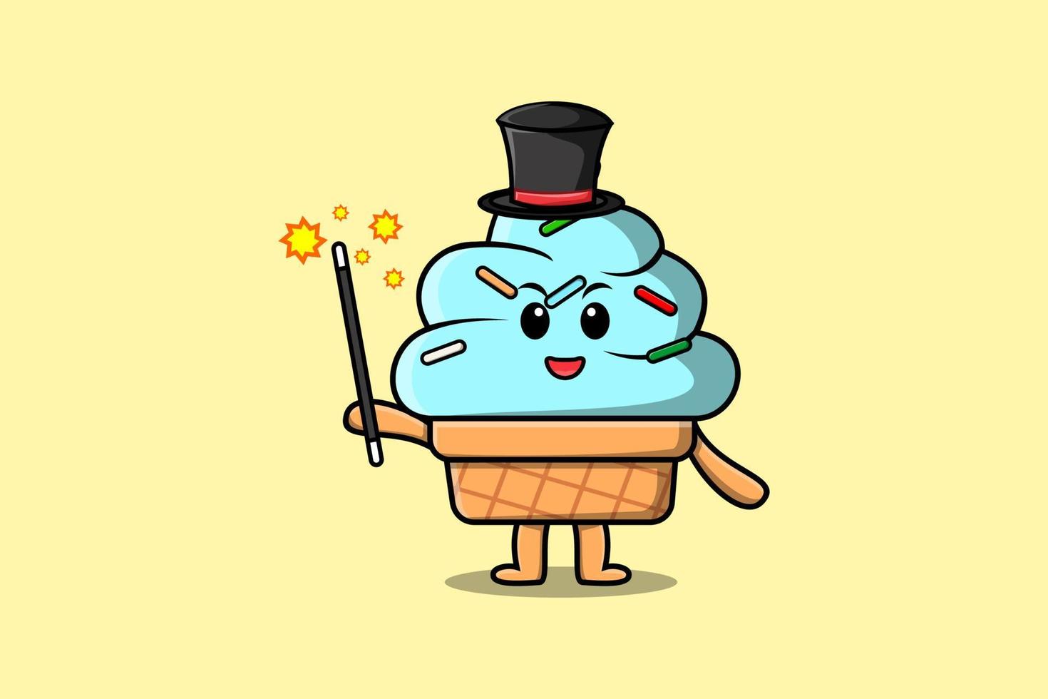 A gorgeous smart cute cartoon magician Ice cream vector