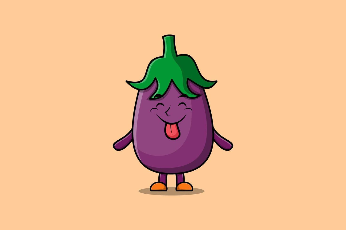 cartoon Eggplant character with flashy expression vector