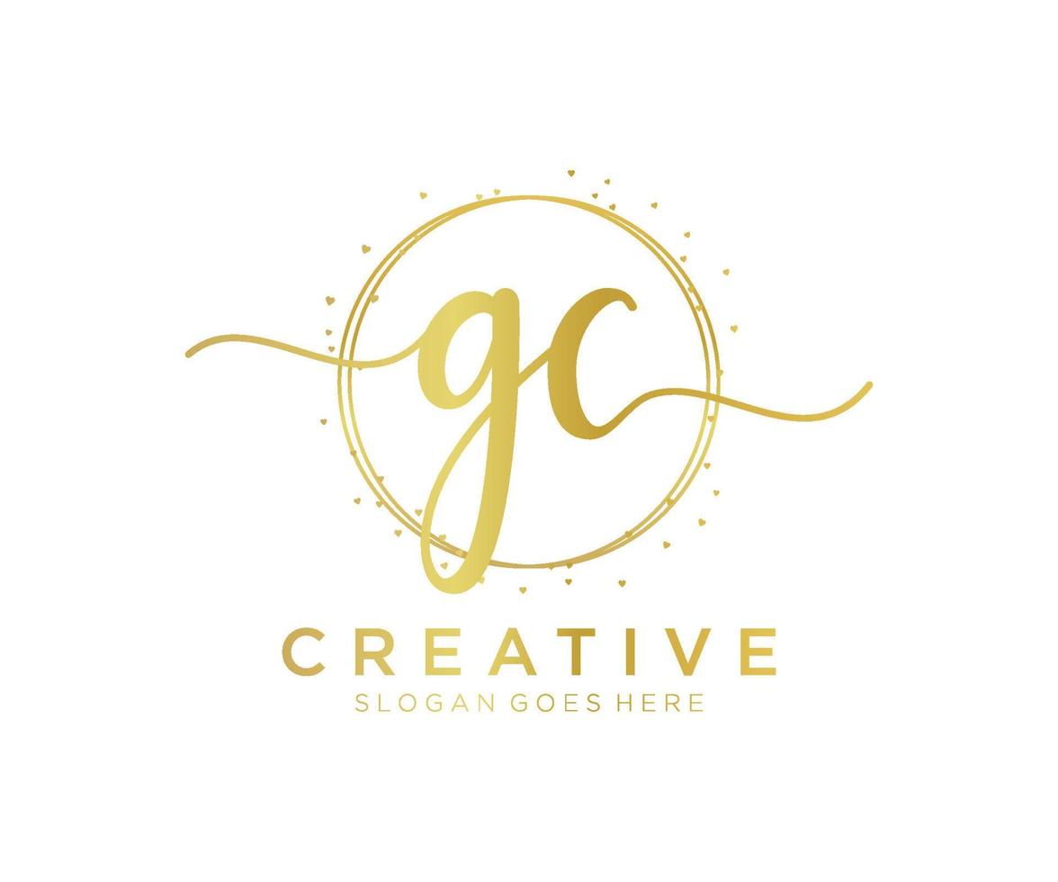 Initial GC feminine logo. Usable for Nature, Salon, Spa, Cosmetic and Beauty Logos. Flat Vector Logo Design Template Element.
