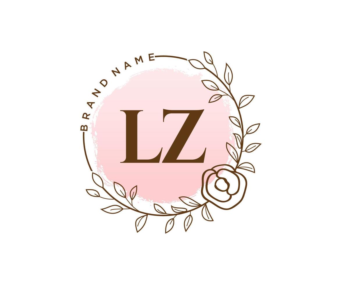 Initial LZ feminine logo. Usable for Nature, Salon, Spa, Cosmetic and Beauty Logos. Flat Vector Logo Design Template Element.