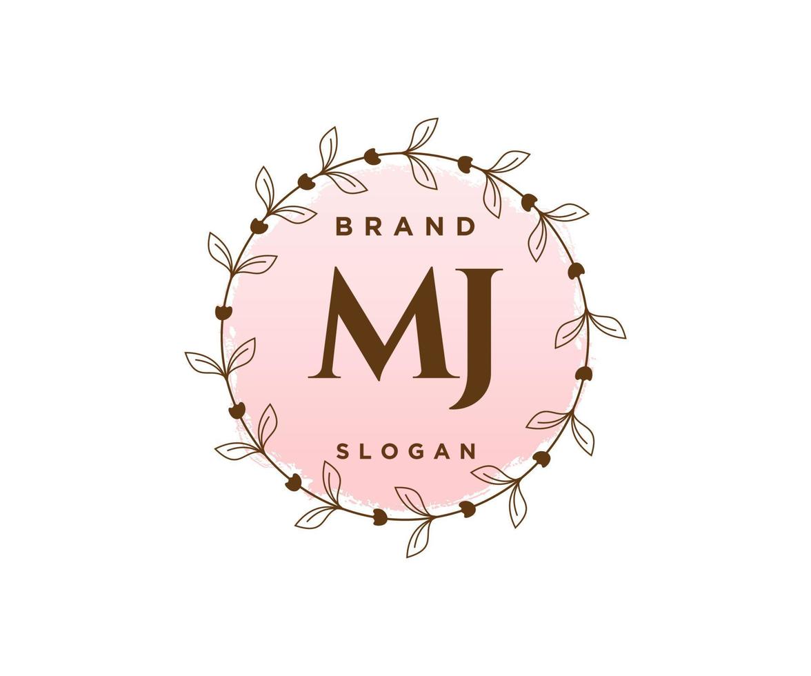 Initial MJ feminine logo. Usable for Nature, Salon, Spa, Cosmetic and Beauty Logos. Flat Vector Logo Design Template Element.