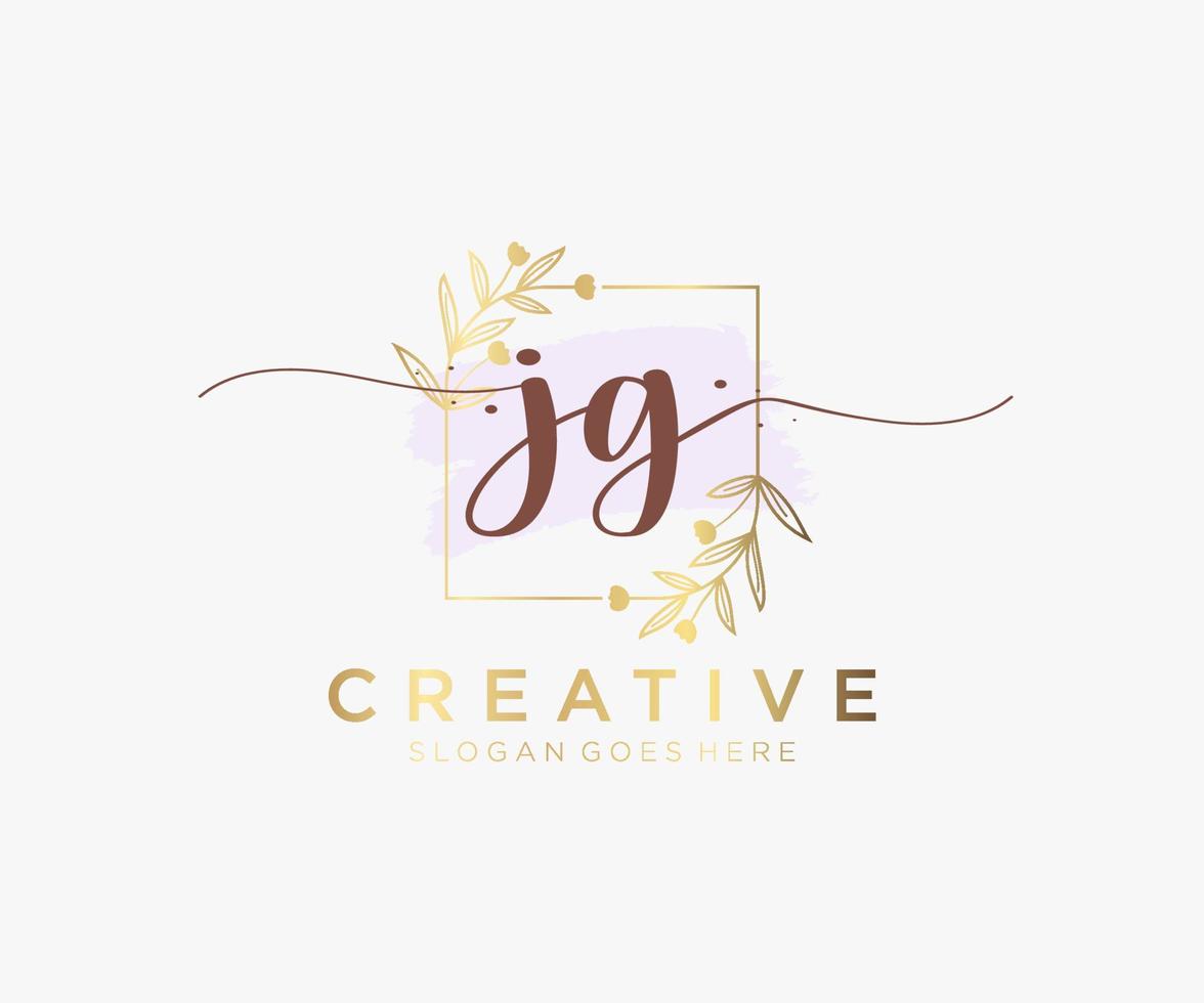 Initial JG feminine logo. Usable for Nature, Salon, Spa, Cosmetic and Beauty Logos. Flat Vector Logo Design Template Element.