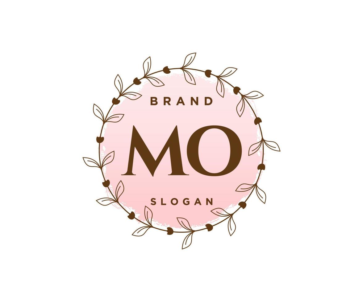 Initial MO feminine logo. Usable for Nature, Salon, Spa, Cosmetic and Beauty Logos. Flat Vector Logo Design Template Element.
