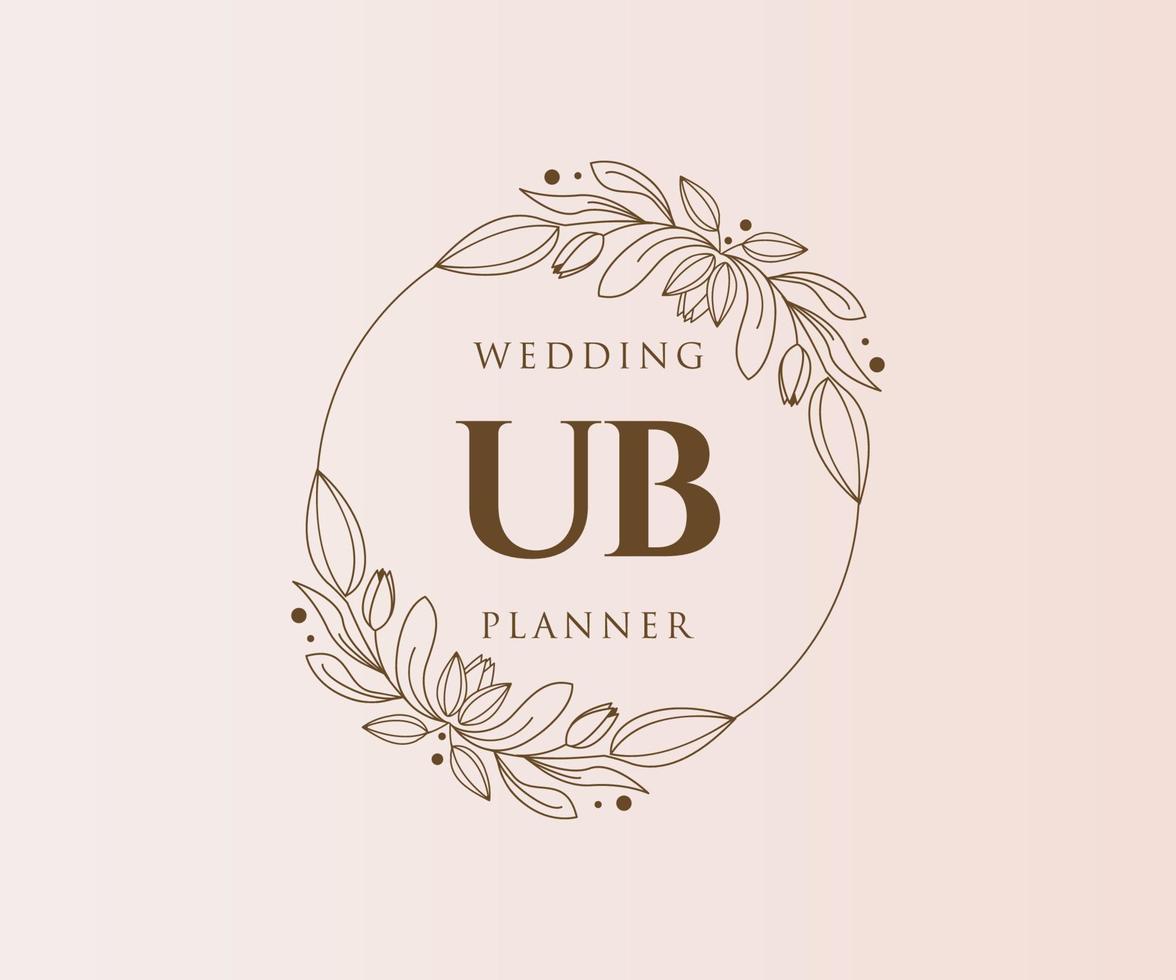 UB Initials letter Wedding monogram logos collection, hand drawn modern minimalistic and floral templates for Invitation cards, Save the Date, elegant identity for restaurant, boutique, cafe in vector