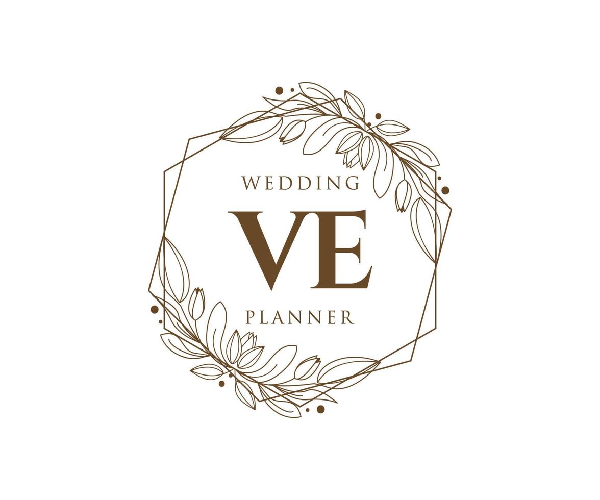 colección de logotipos de monograma de boda con letras iniciales, plantillas florales y minimalistas modernas dibujadas a mano para tarjetas de invitación, guardar la fecha, identidad elegante para restaurante, boutique, café en vector