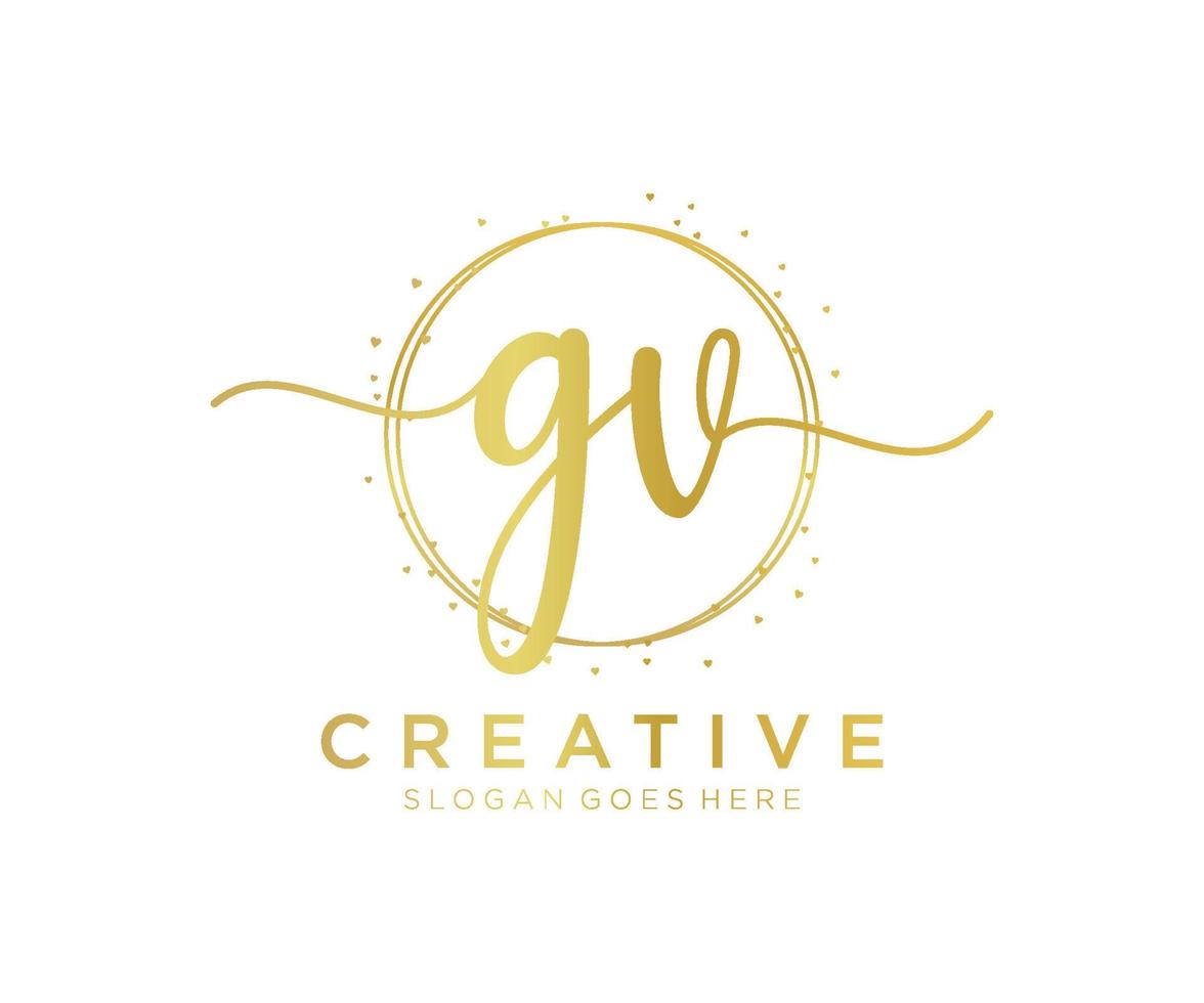 Initial GV feminine logo. Usable for Nature, Salon, Spa, Cosmetic and Beauty Logos. Flat Vector Logo Design Template Element.