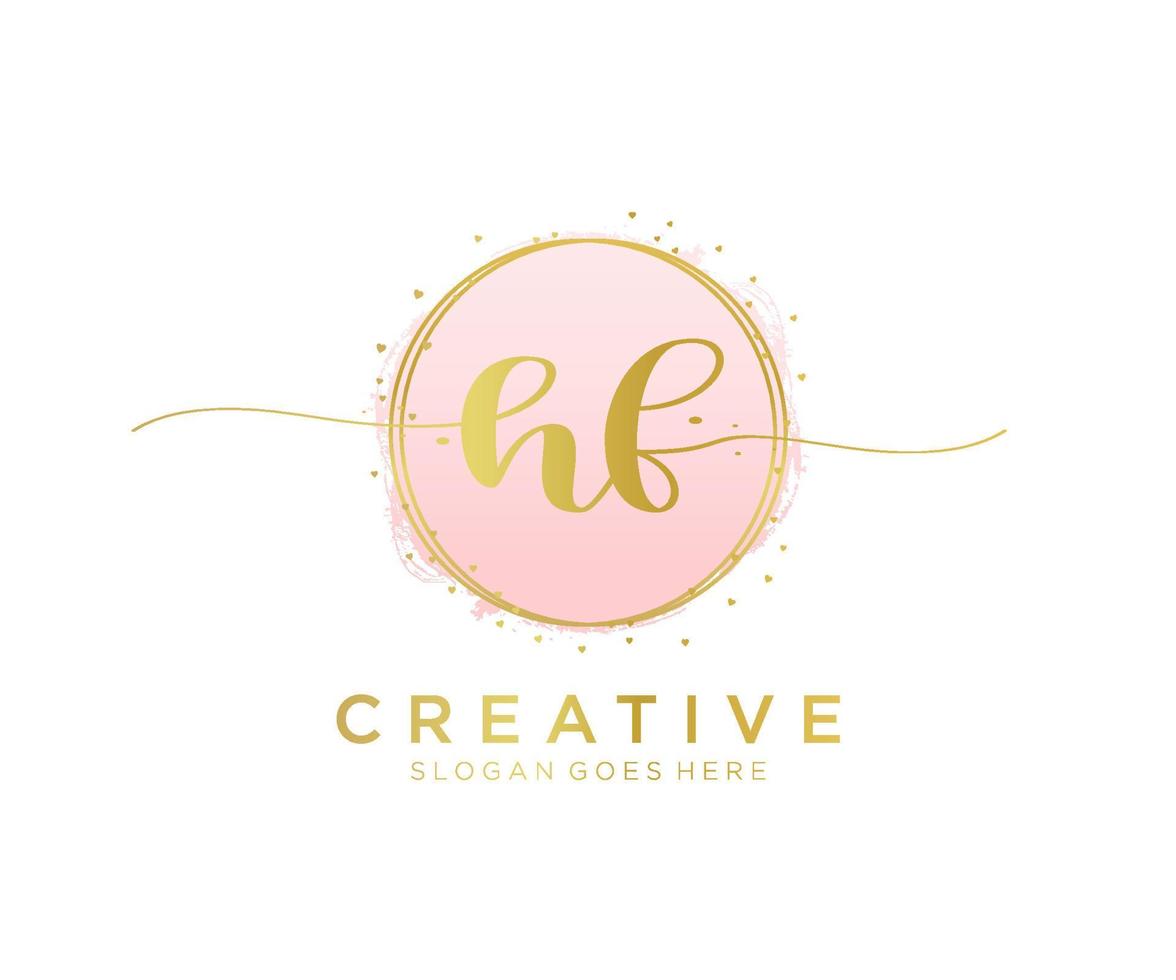 Initial HF feminine logo. Usable for Nature, Salon, Spa, Cosmetic and Beauty Logos. Flat Vector Logo Design Template Element.