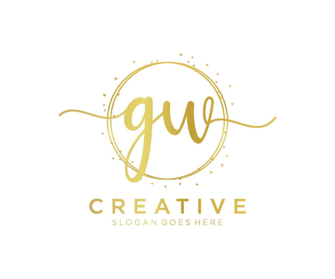 Initial GW feminine logo. Usable for Nature, Salon, Spa, Cosmetic and Beauty Logos. Flat Vector Logo Design Template Element.