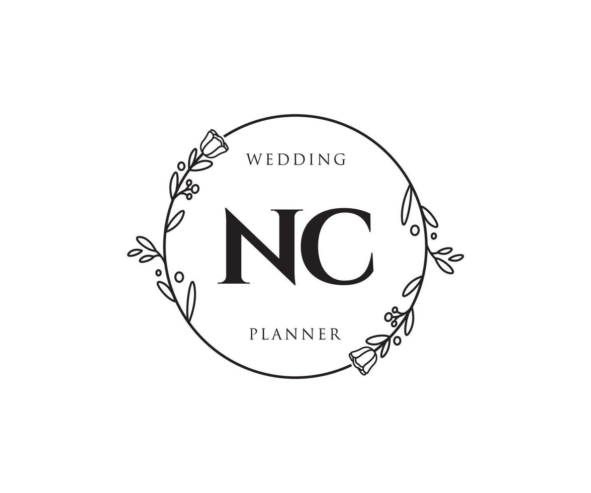 Initial NC feminine logo. Usable for Nature, Salon, Spa, Cosmetic and Beauty Logos. Flat Vector Logo Design Template Element.