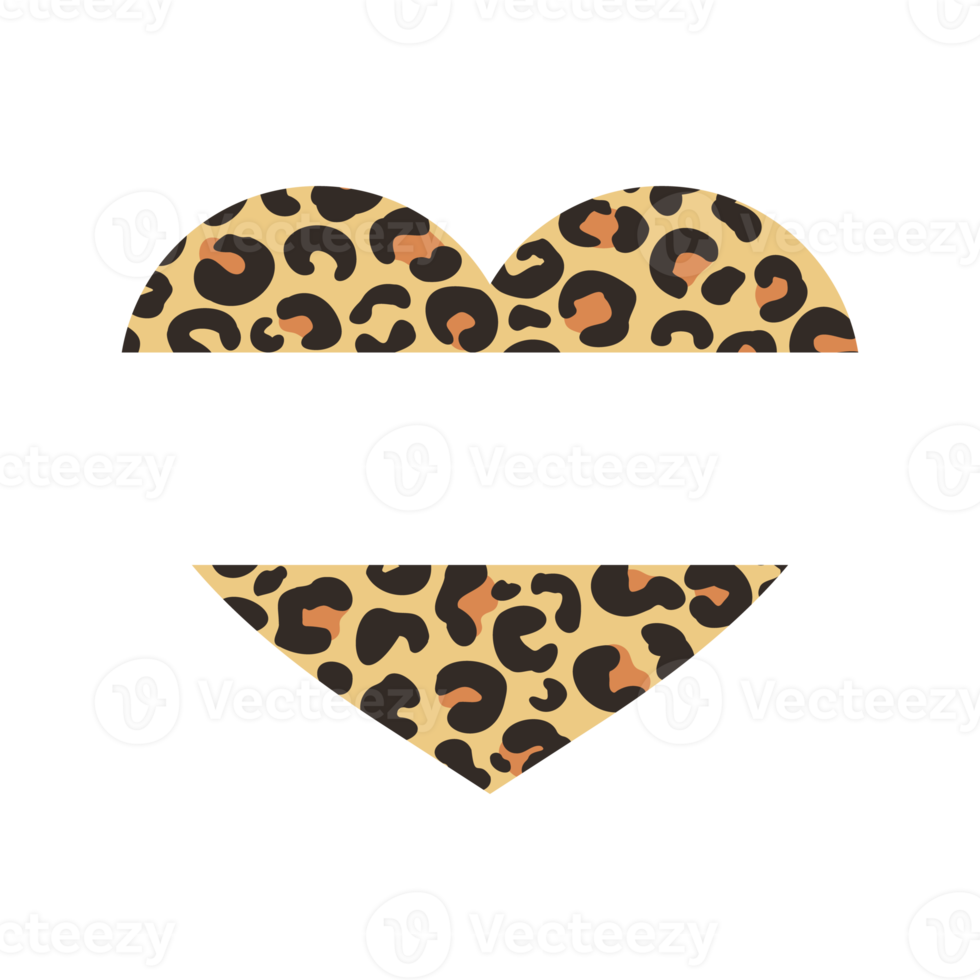 Heart shaped cheetah shirt pattern background Leave space for adding text. Isolated on background png