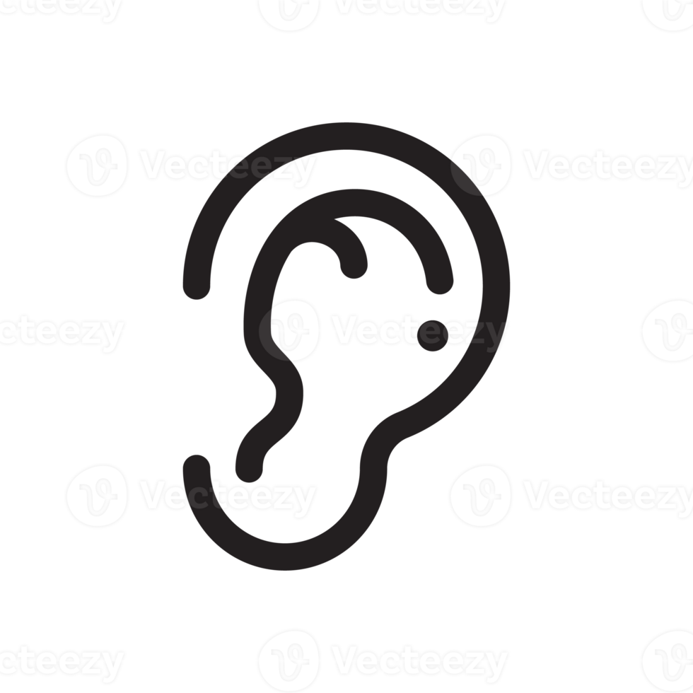 Ear icon. Ear line design The concept of hearing problems Isolated on background png