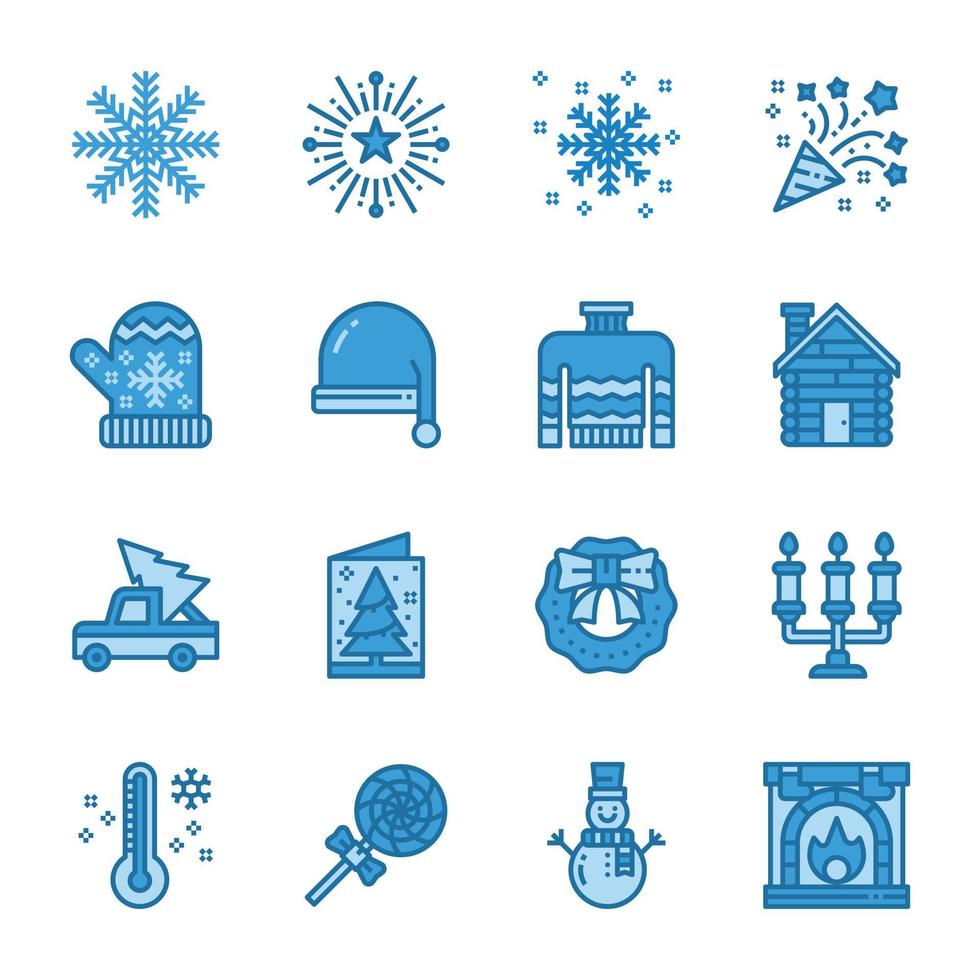 conjunto de iconos de navidad. ilustración vectorial, muñeco de nieve, vacaciones, santa, invierno vector