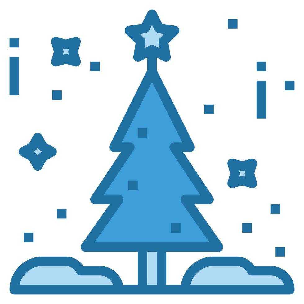 línea de icono de árbol de navidad color azul. vector