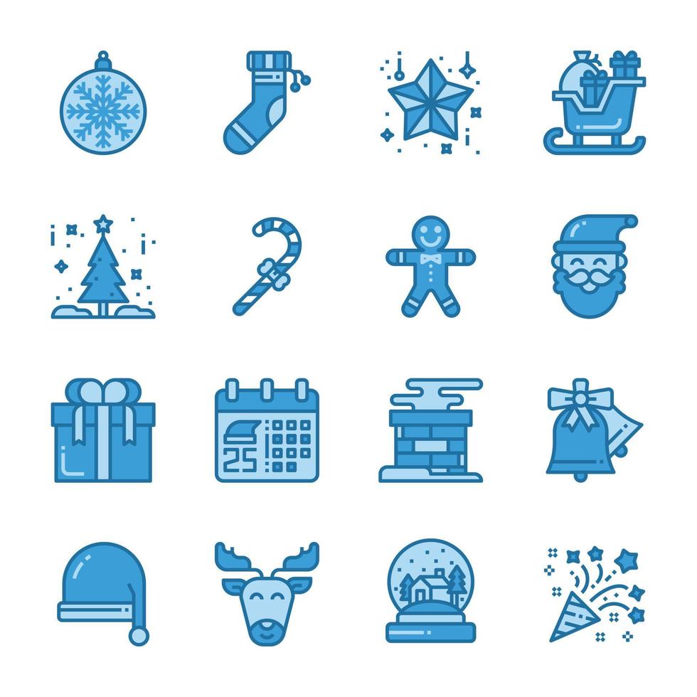 conjunto de iconos de Navidad. ilustración vectorial, muñeco de nieve, vacaciones, santa, invierno vector