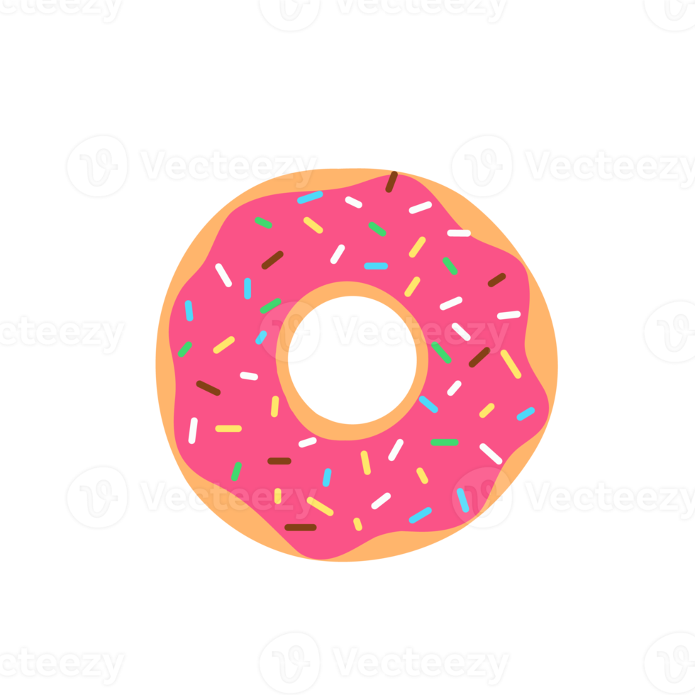 Donut-Kreis-Donuts mit bunten Löchern, die mit köstlicher Schokolade überzogen sind. png