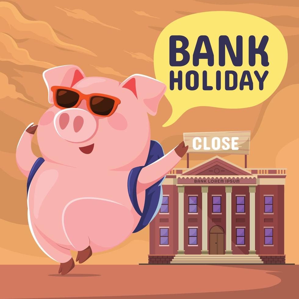 Bank Holiday With Piggy Bank Concept Design vector