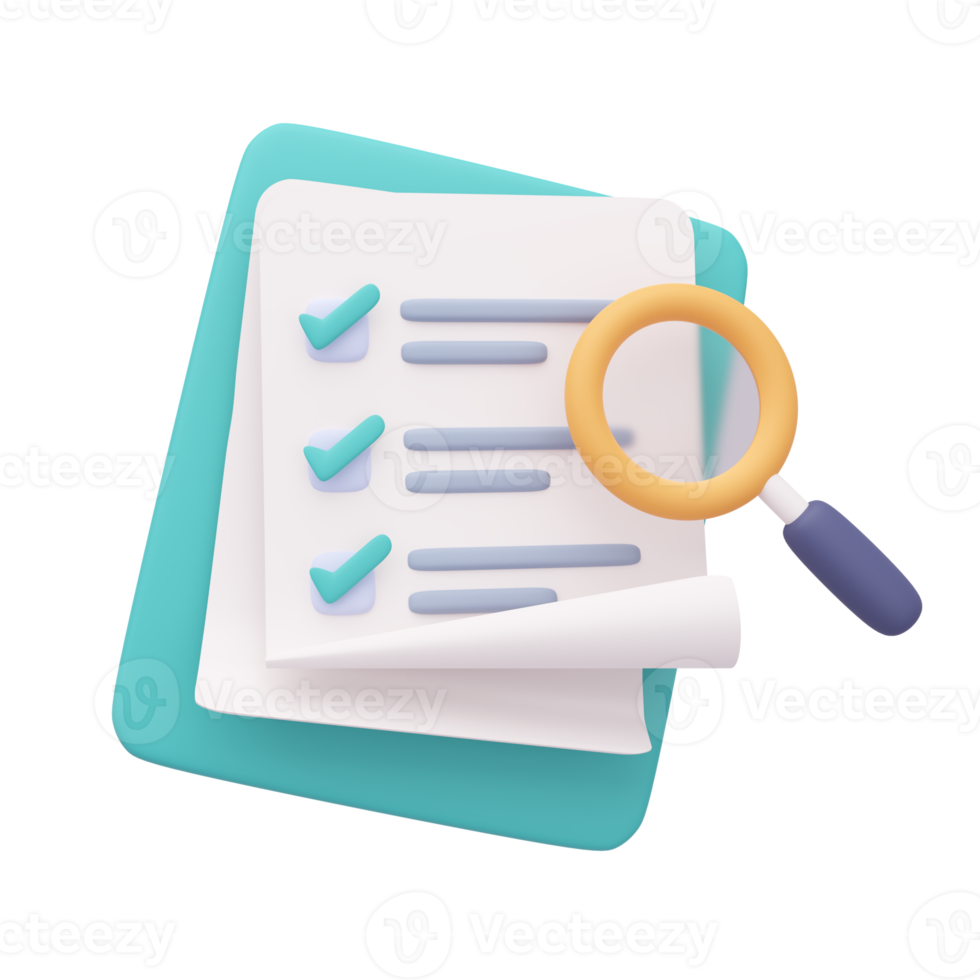 3D report paper clipboard. Note paper for checklist notes. 3D illustration. png