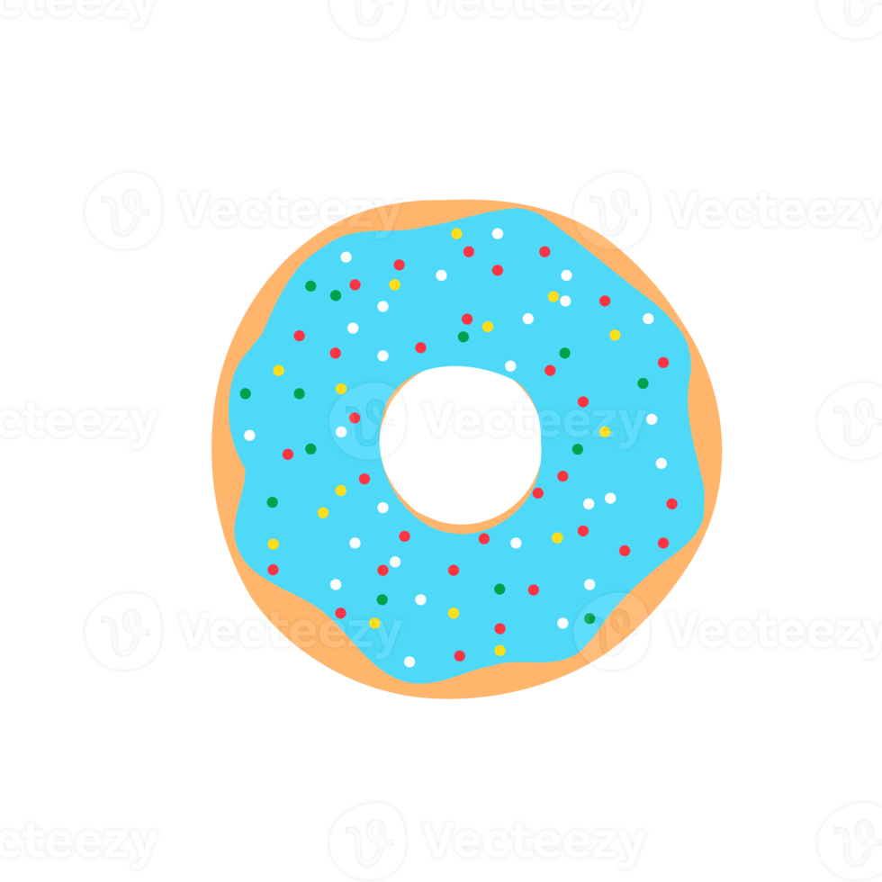 Donut-Kreis-Donuts mit bunten Löchern, die mit köstlicher Schokolade überzogen sind. png