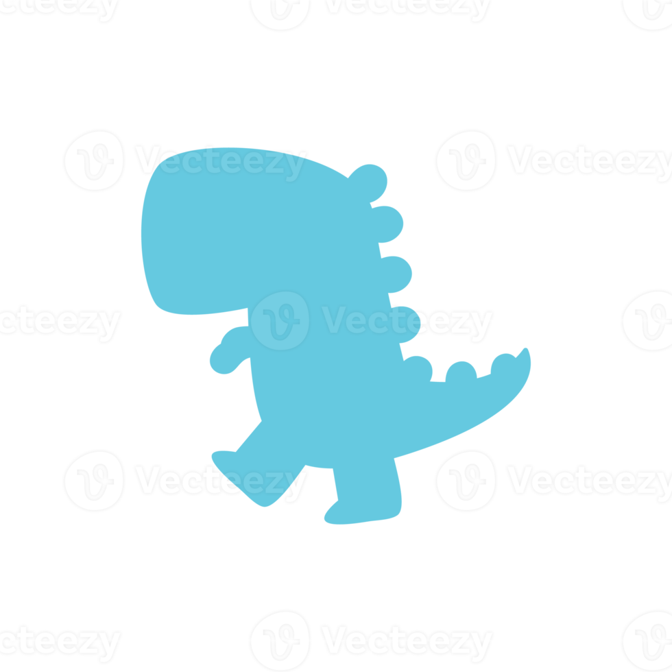 Blank baby dinosaur silhouette for add cute text for kids. Isolated on background. png