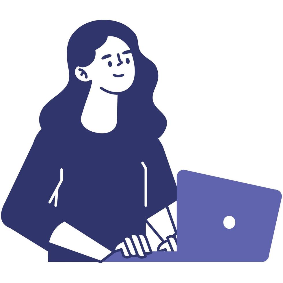 woman using laptop vector