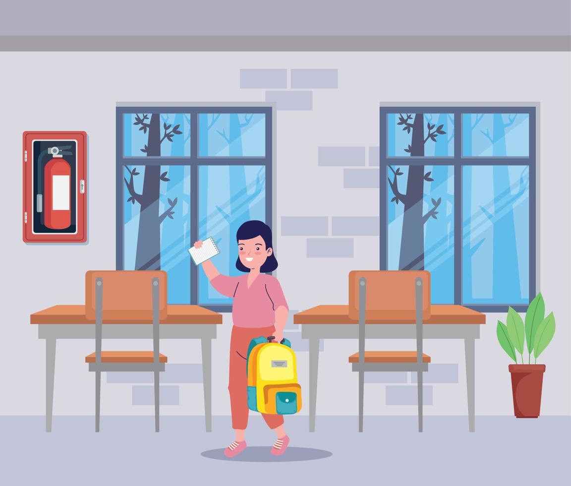 student girl in classroom vector