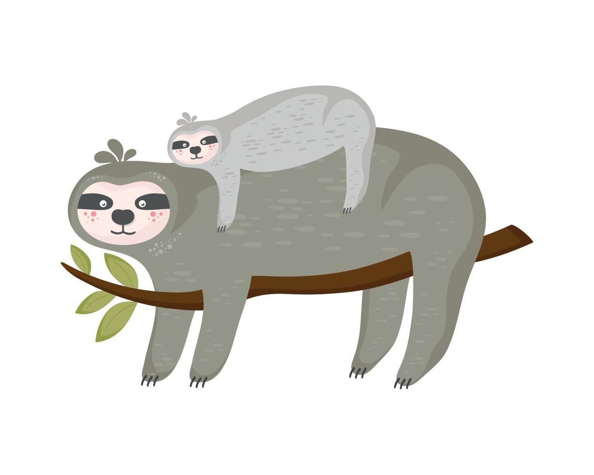 family sloths in branch vector