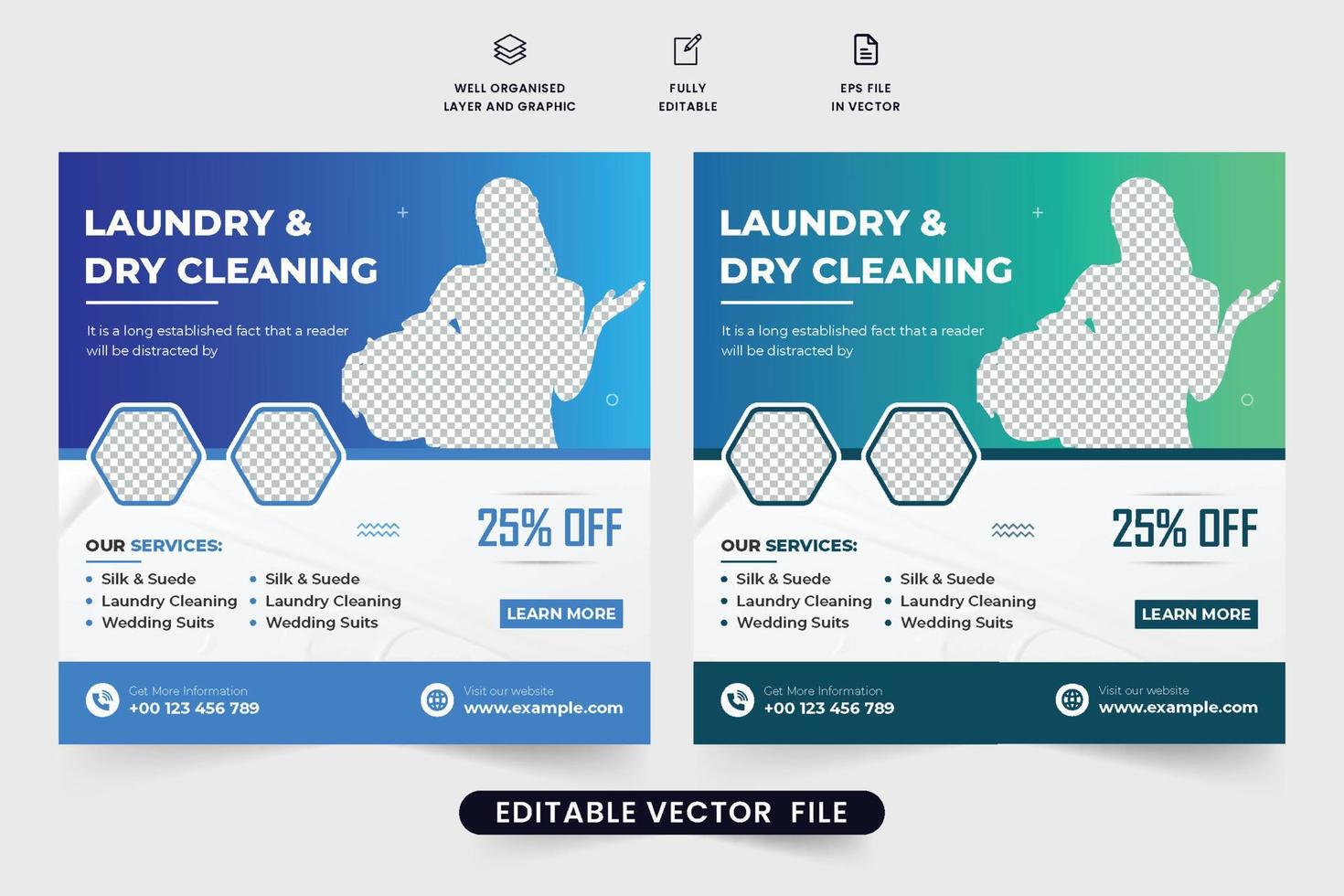 Special Laundry cleaning service poster design for social media