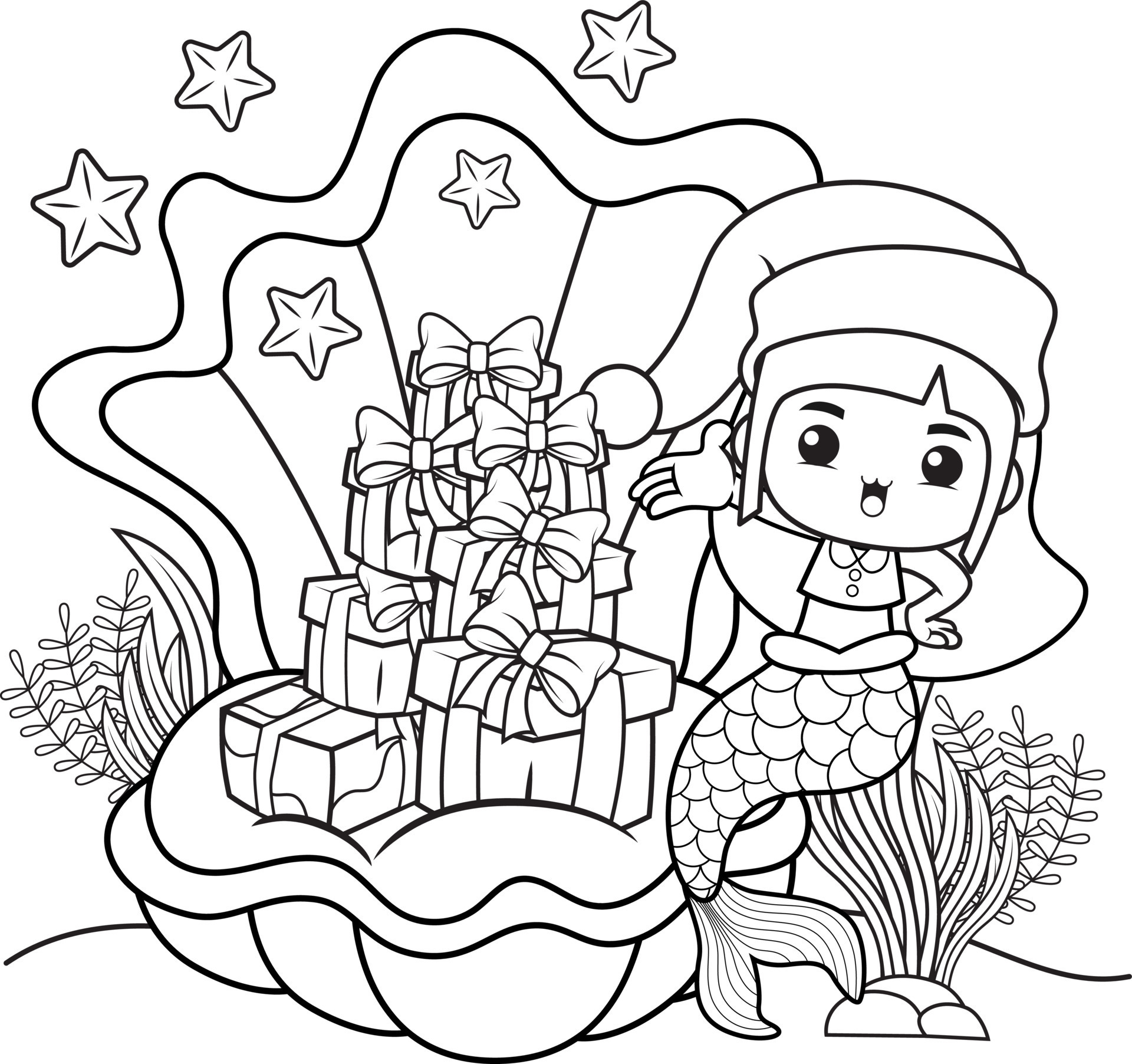 christmas coloring book with cute mermaid girl Christmas Mermaid Coloring Pages
Christmas coloring book with cute mermaid girl Vector Art at