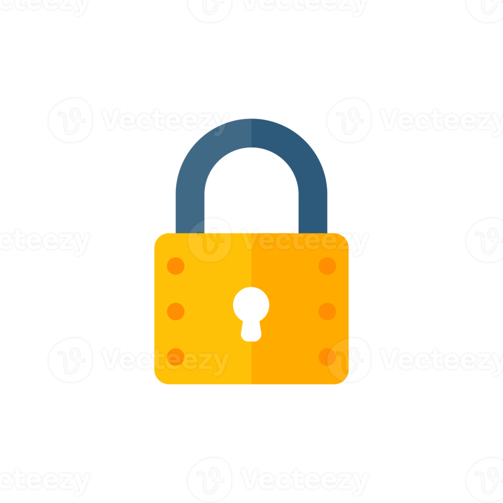 yellow padlock for locking the information on the computer data encryption concept png