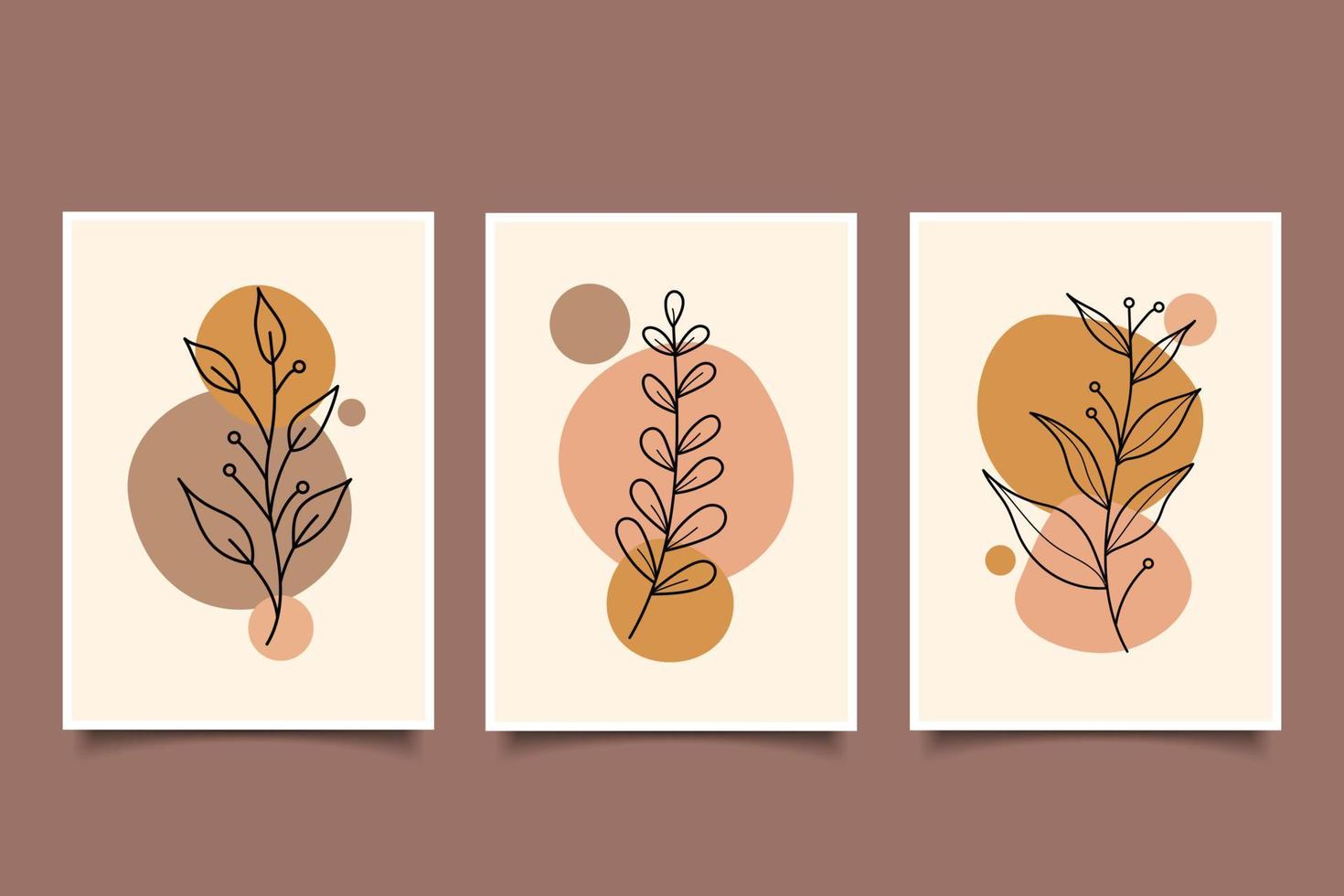 abstract modern botanical line art with shapes for wall art illustration vector