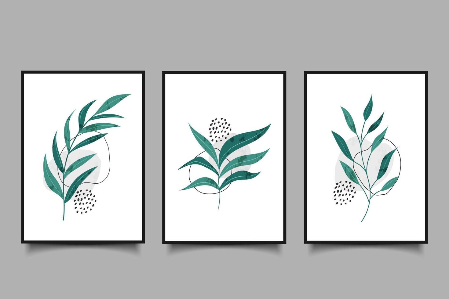 Set of boho aesthetic floral branch for wall decoration vector