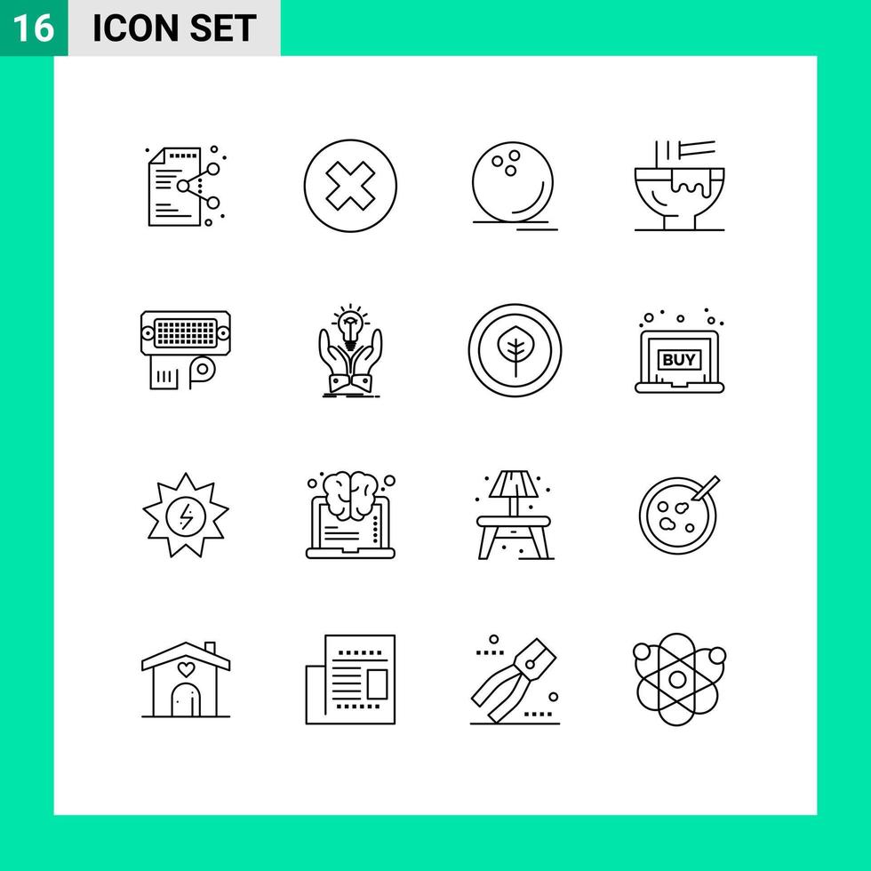 Universal Icon Symbols Group of 16 Modern Outlines of food drink remove bowl ball Editable Vector Design Elements
