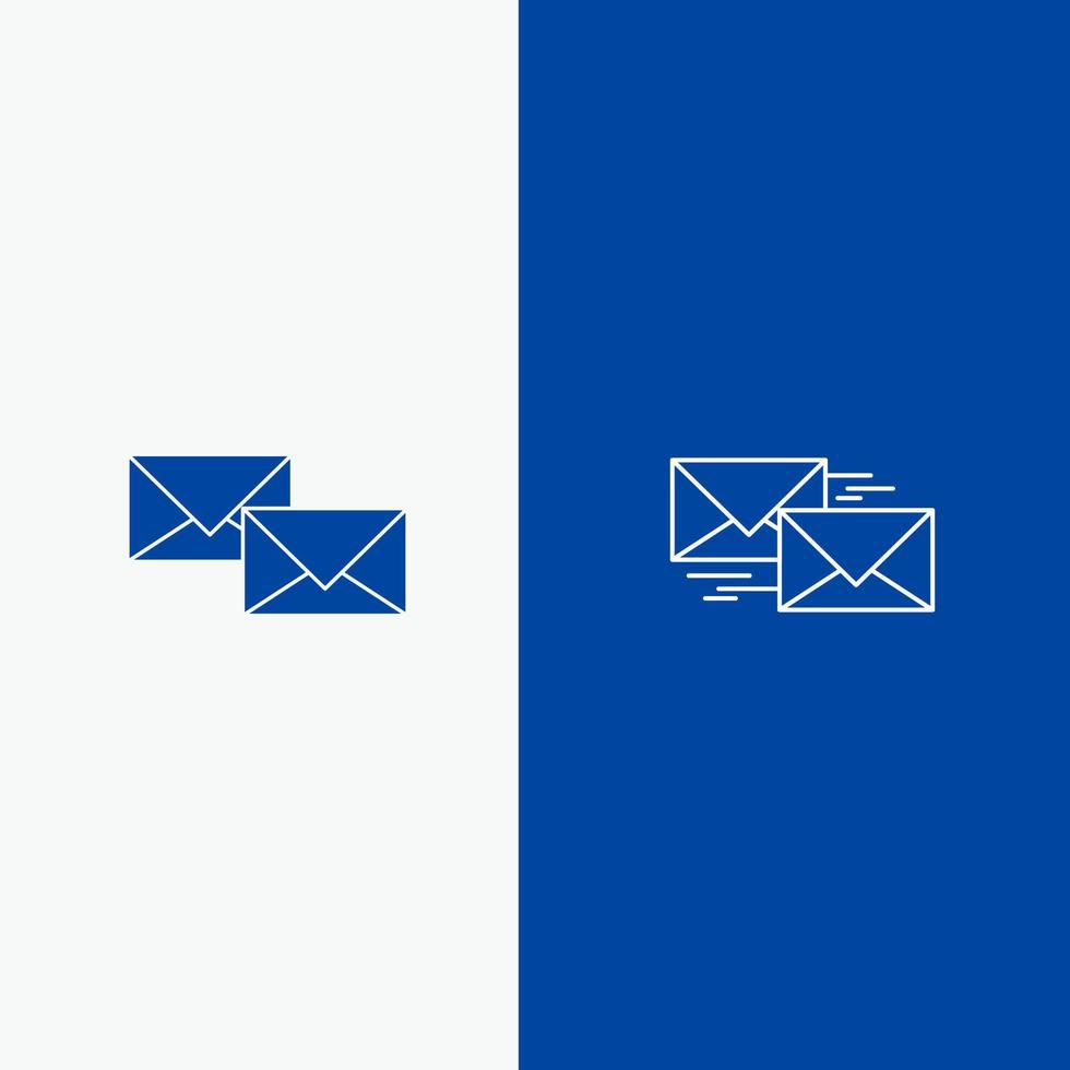 respuesta de correo reenviar correspondencia comercial línea de carta y glifo icono sólido banner azul línea y glifo icono sólido banner azul vector