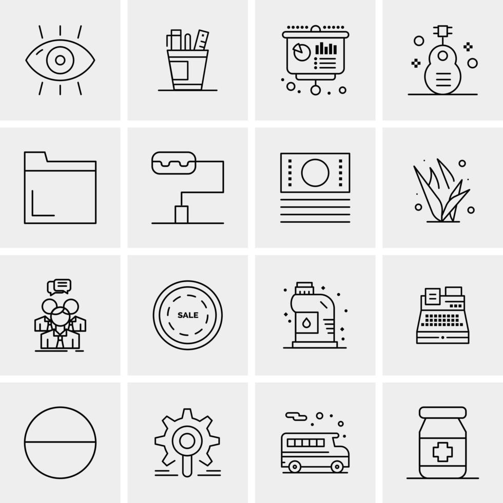 16 iconos de negocios universales vector ilustración de icono creativo para usar en proyectos relacionados con la web y dispositivos móviles