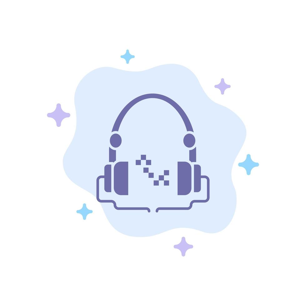 Headphone Music Audio Hand free Blue Icon on Abstract Cloud Background vector