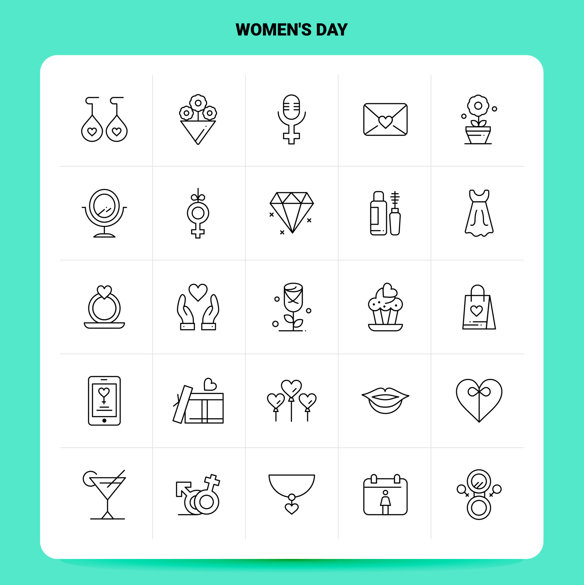 Set Round Line Icons Different Female Stock Vector (Royalty Free) 635619386