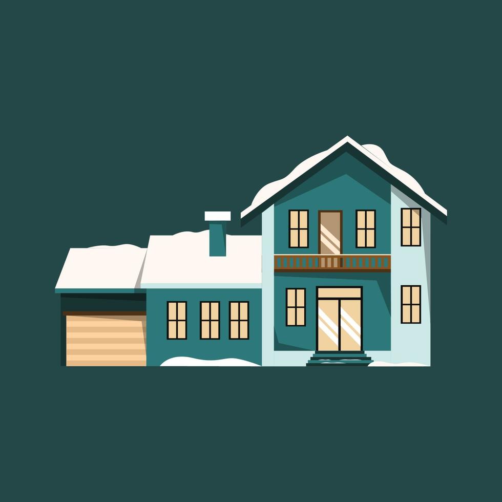 edificio casa hogar lujo nieve invierno temporada ilustración diseño vector