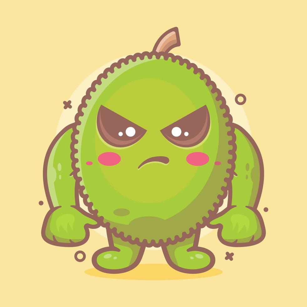 serious jackfruit character mascot with angry expression isolated cartoon in flat style design vector