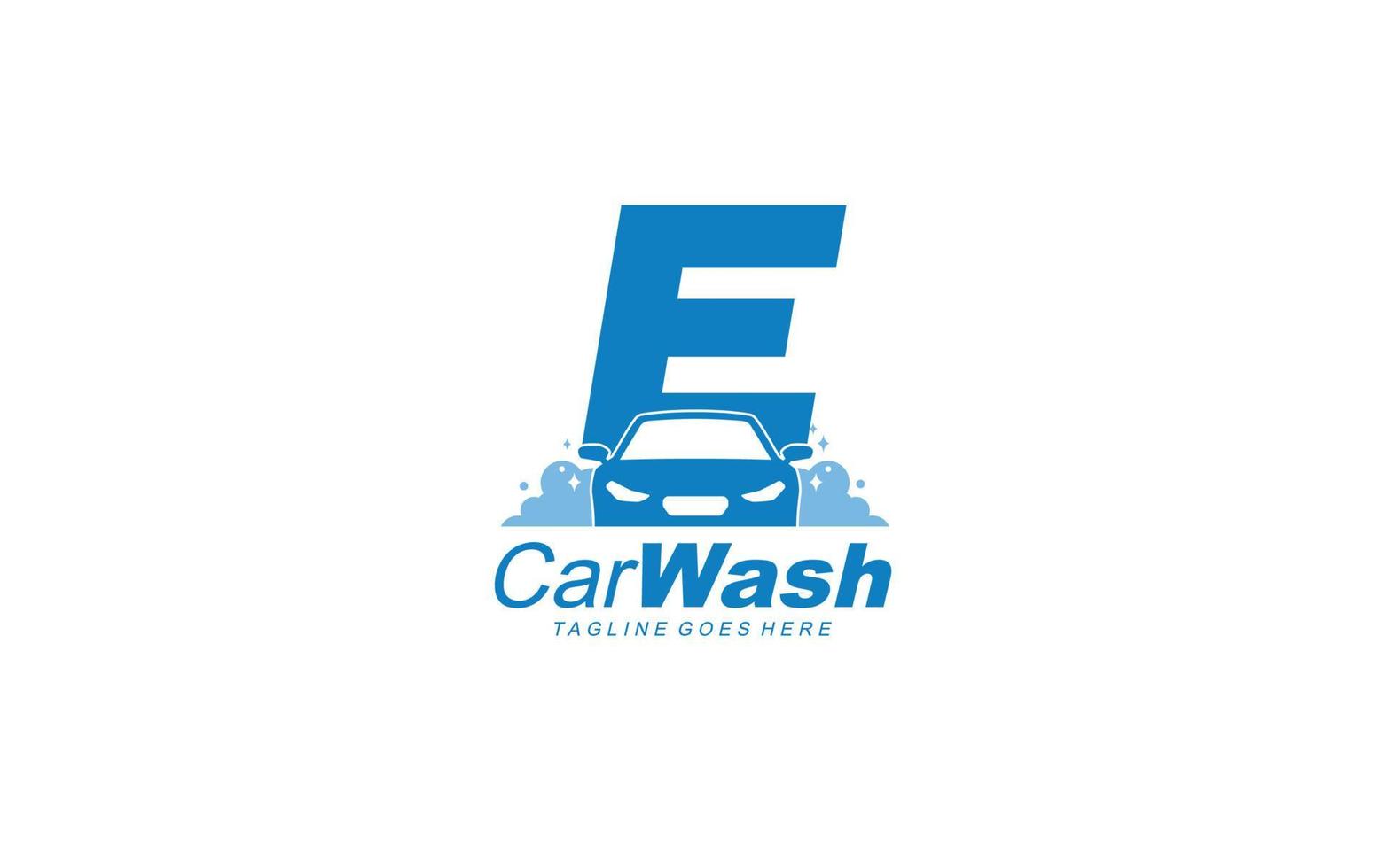 E logo carwash for identity. car template vector illustration for your brand.
