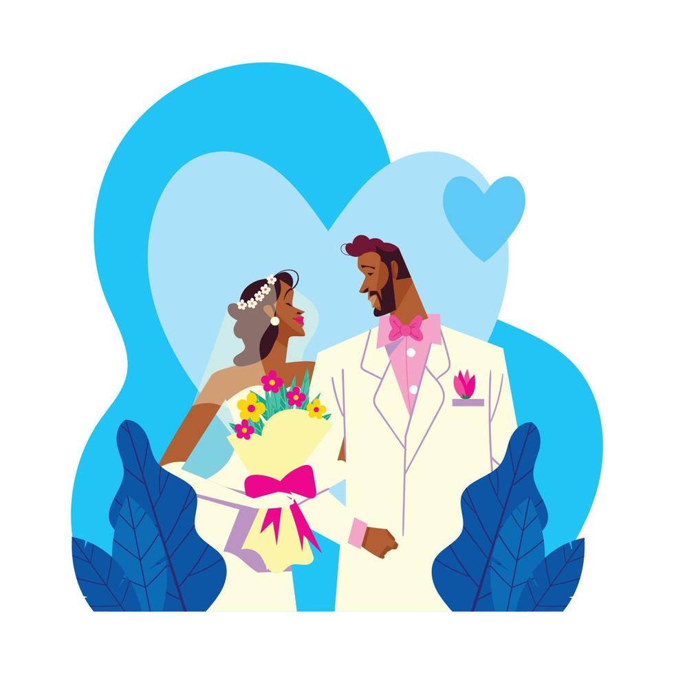 Romantic Couple in White Dresses vector