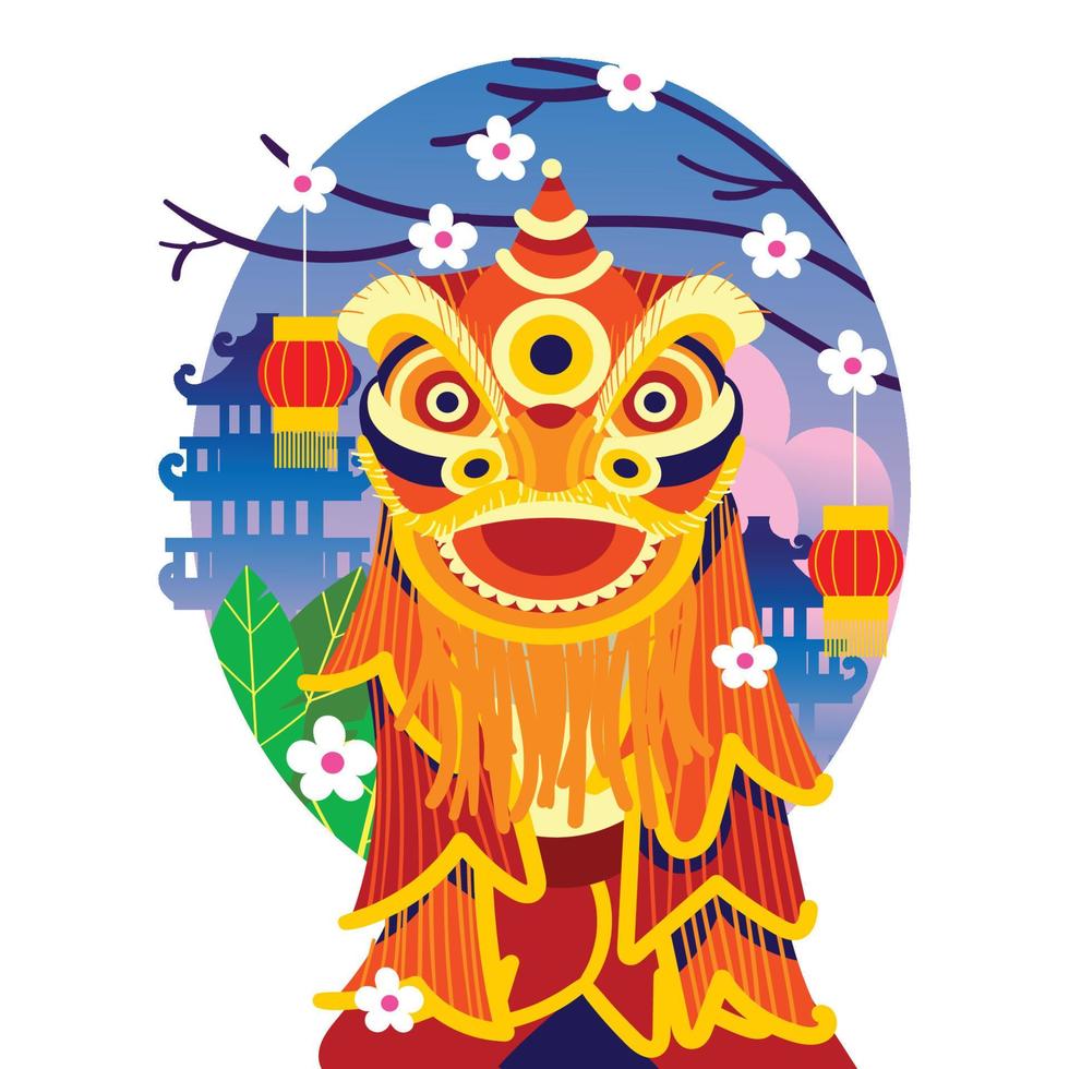 Traditional Chinese Lion Dancer vector