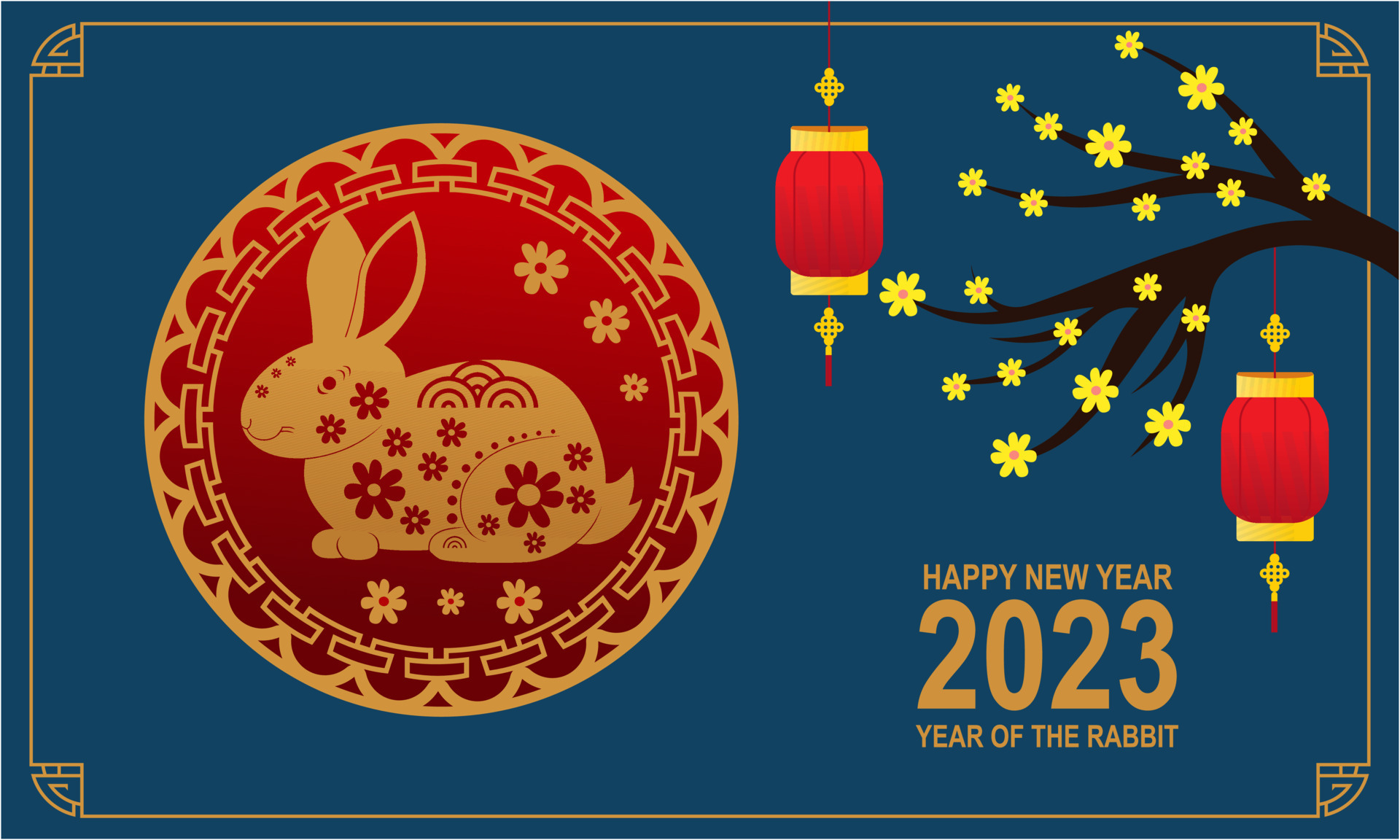 Happy Chinese new year 2023 Zodiac sign, year of the Rabbit 8020172 Vector  Art at Vecteezy