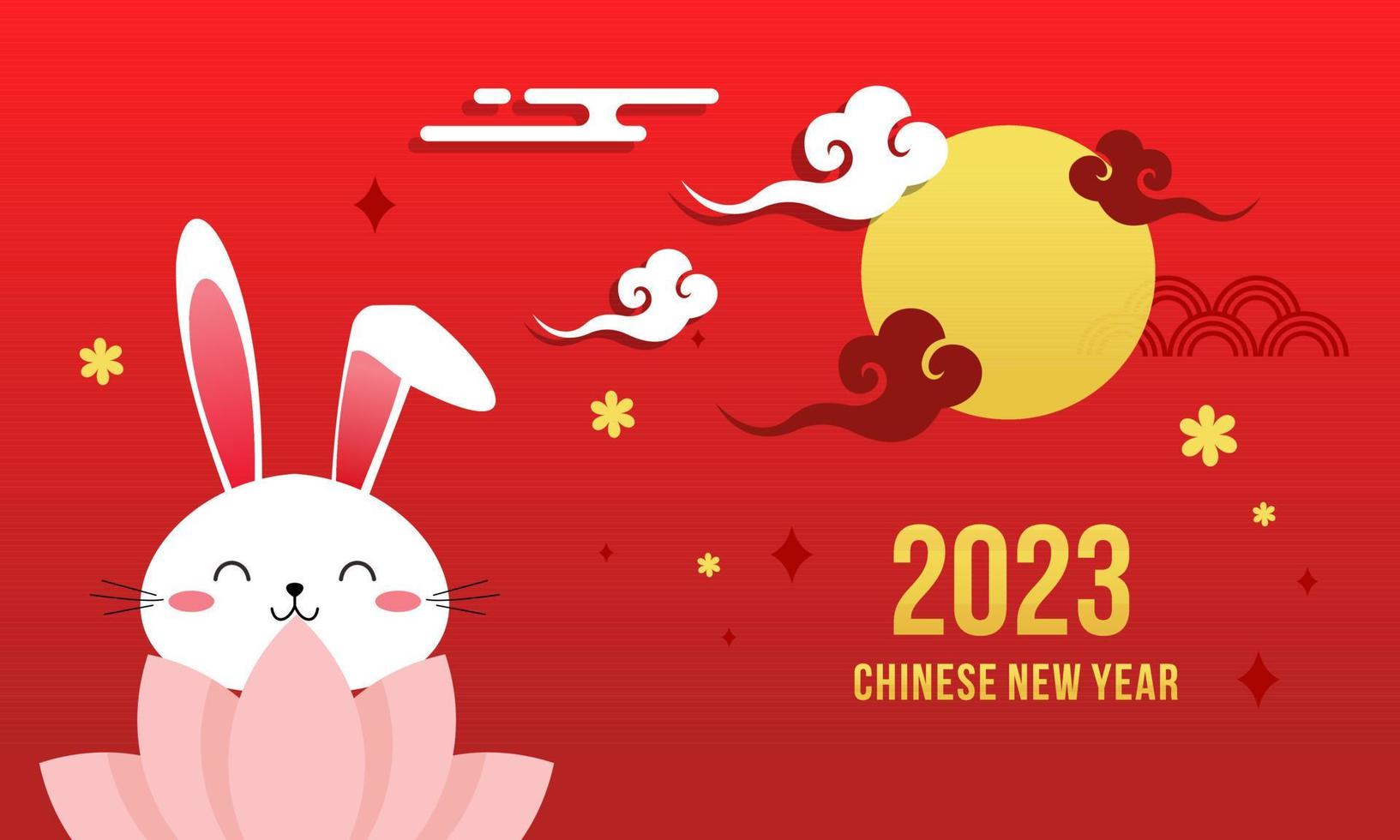 Happy chinese new year 2023 year of the rabbit zodiac logo background vector