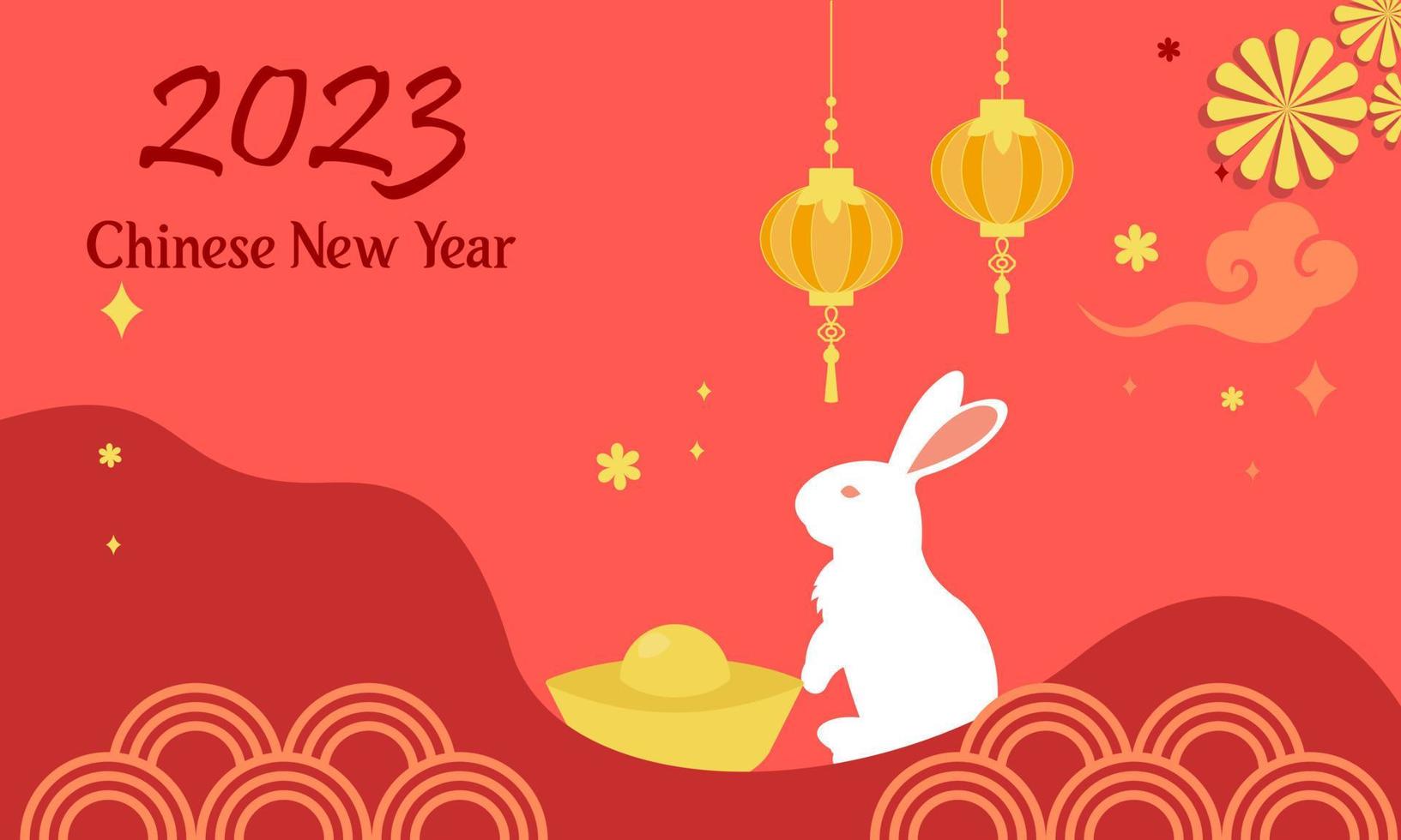 Happy chinese new year 2023 year of the rabbit zodiac logo background vector