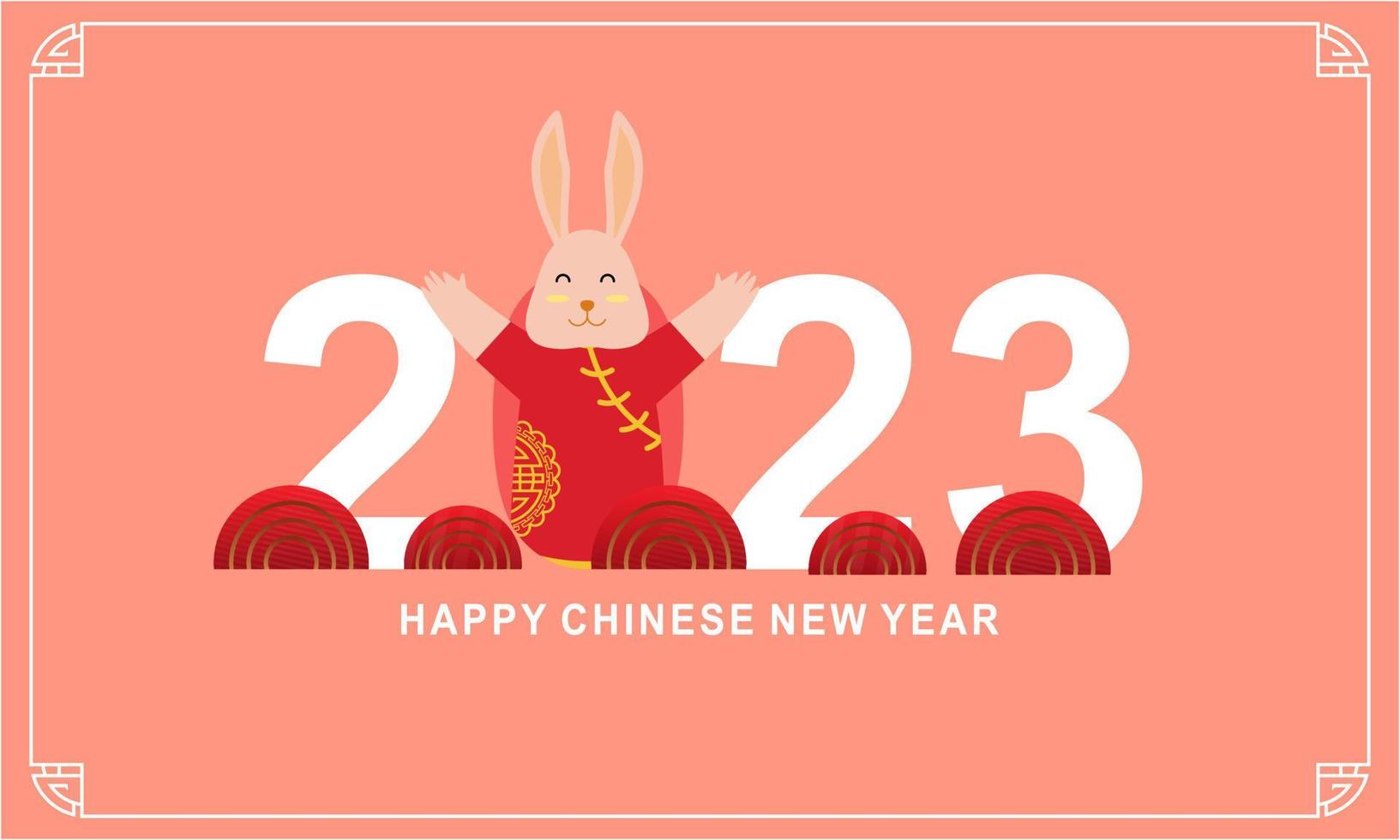 Happy chinese new year 2023 year of the rabbit zodiac logo background vector